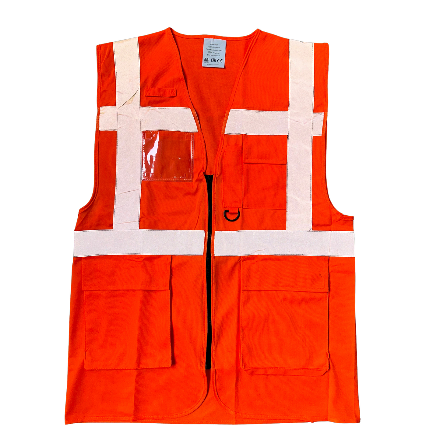 Warnschutzweste mit Reißverschluss und Taschen orange